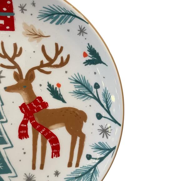 Prima Design WOODLAND CHRISTMAS DEER Ceramic Salad Plate 8.5in Set of 3 New - Picture 6 of 11